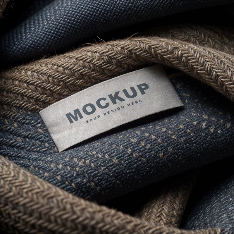 Realistic Woven Fabric Label Mockup with Realistic Texture Display